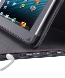 Leatherette Folio Case & 8000mAh Power Bank for iPad 2/3/4 & Other USB Devices (Black)