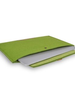 Wool Felt Sleeve Laptop Cover w/Snap-On Button Closure - Fits 11.6" MacBook Air & Other Laptops (Green)