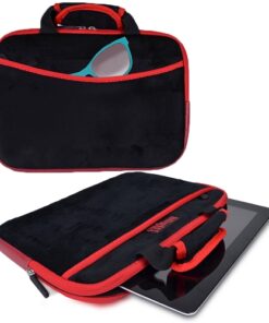Plush Velour Case for up to 10" Tablets (Black/Red)
