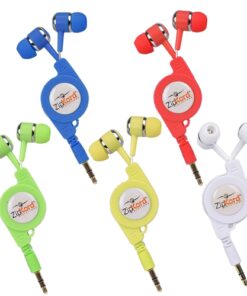 Retractable In-Ear Stereo earphones w/3.5mm Plug (Assorted Colors)